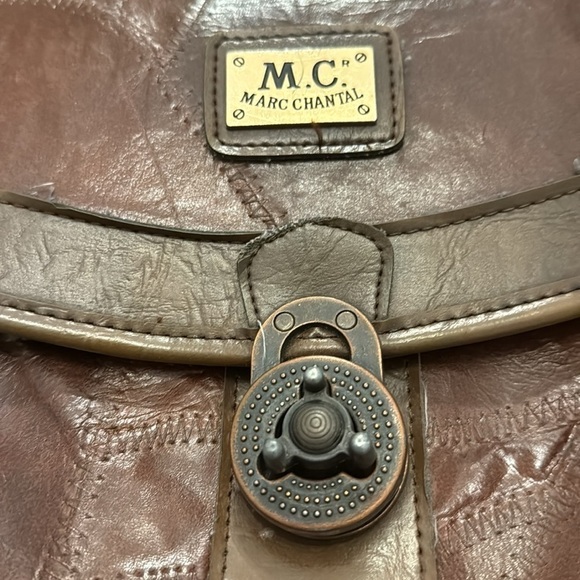 Marc Chantal Leather Crossbody Organizer Handbag Brown - Picture 7 of 9